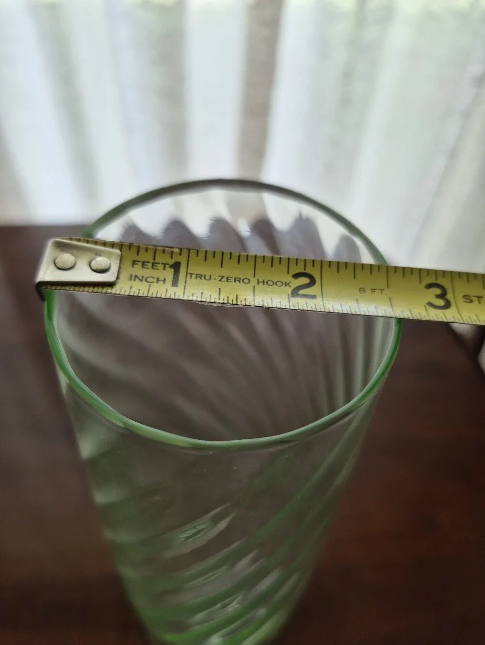 Vintage Green Optic Swirl Glass Vase -